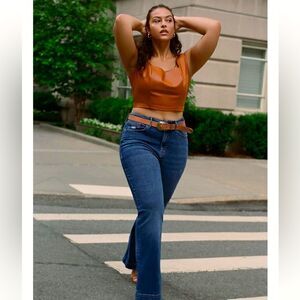 Maeve faux leather notch neck tank NWT